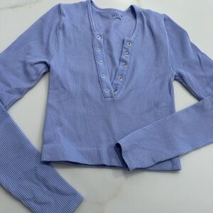 Urban Outfitters Blue Fitted Polo Blouse